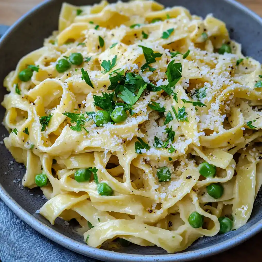 The Best Vegan Peas Parmesan Noodles (That Make Weeknight Magic Happen!)
