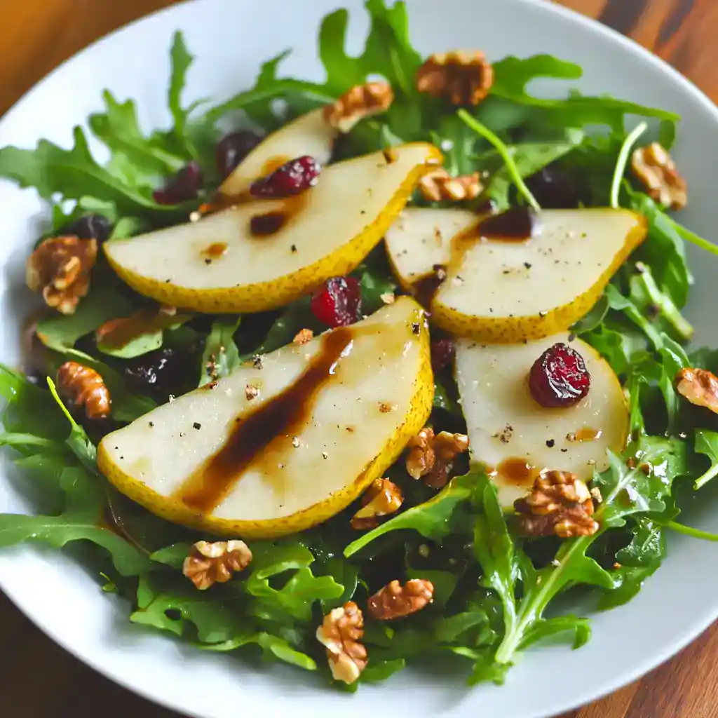 The Perfect Pear and Arugula Salad with Balsamic Vinaigrette (That Actually Fills You Up!)